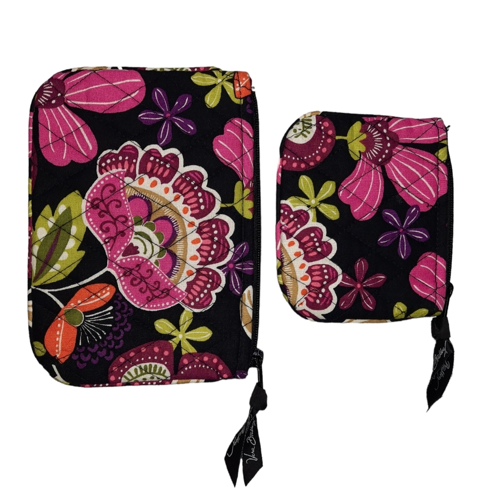 Vera Bradley 2PC Vibrant Floral Quilted Zipper Pouches - Picture 6 of 9